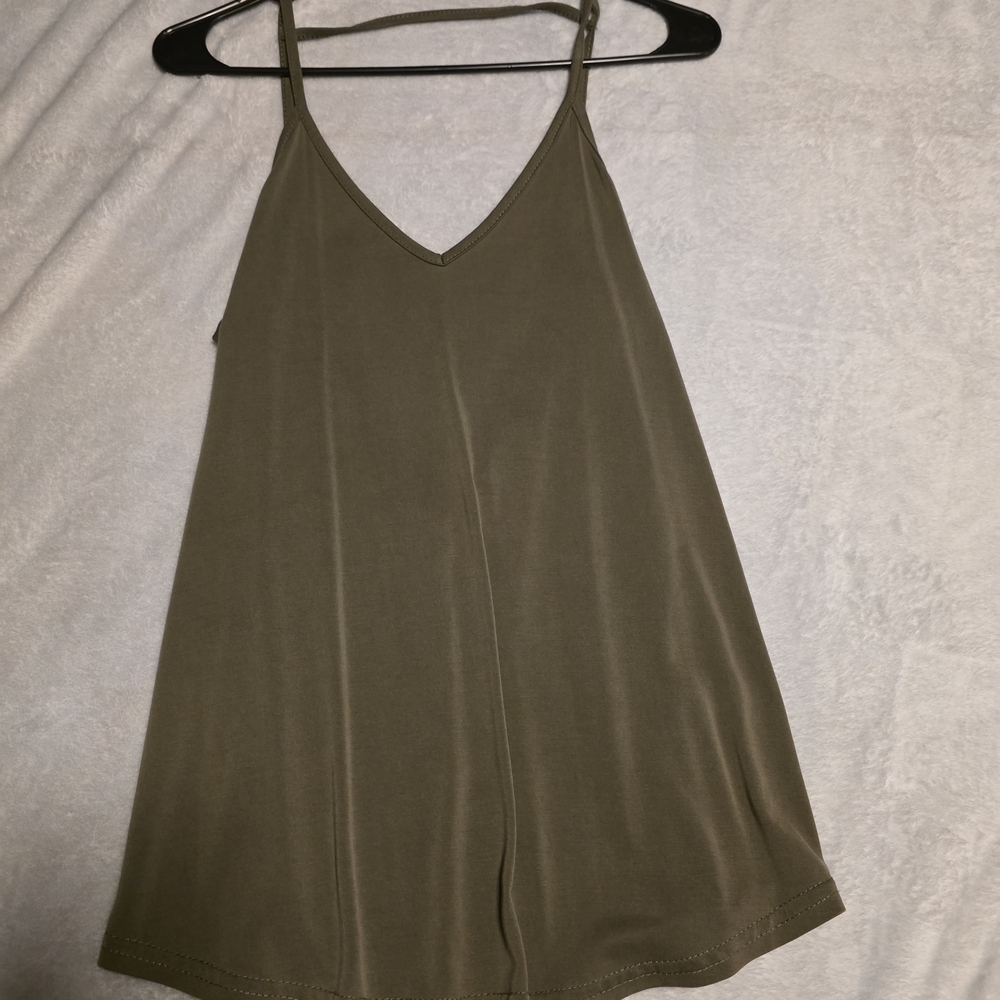 Olive Green Sleeveless V-Neck Top